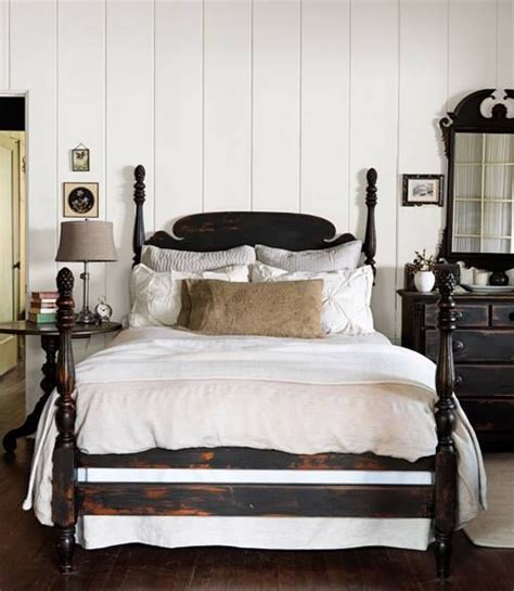 That's when dave suggested making this tiny room our master. beautiful antique bed rustic poster bed | Dark wood ...