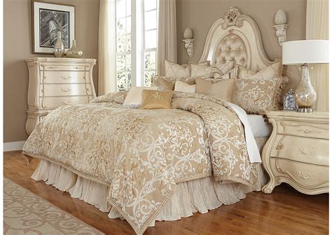 Luxembourg 12 Pcqueen Comforter Set Creme Best Buy Furniture And Mattress