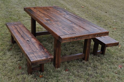 Reclaimed wood dining benches are wonderful because they are unlike most pieces of dining furniture. Superb Farm Style Furniture #4 Rustic Dining Table With ...