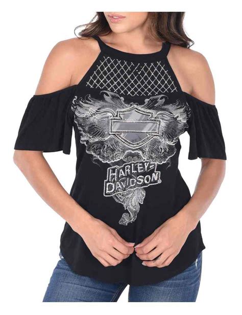 Harley Davidson Women S From The Shadows Cold Shoulder Keyhole Back Top