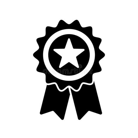 Reward Grade Star Award Ribbon Prize Medal Badge Vector Icon Stock