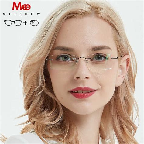 Chashma Brand Eyeglasses Diamond Trimmed Rimless Glasses Titanium Fashionable Lady Eyeglasses