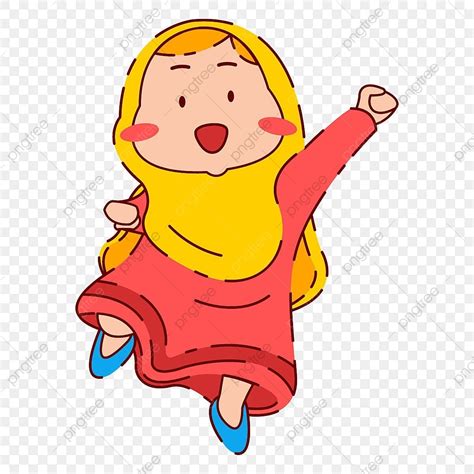 可愛的穆斯林女孩戴著頭巾 表情興奮 穆斯林女孩 穆斯林漫畫 可愛的穆斯林向量圖案素材免費下載，png，eps和ai素材下載 Pngtree