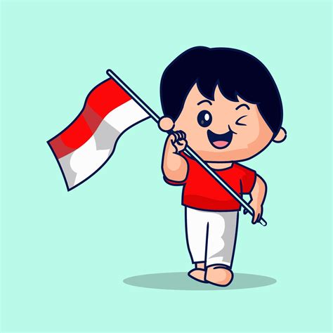 Cute Indonesian Kid Patriotic Theme 6409089 Vector Art At Vecteezy
