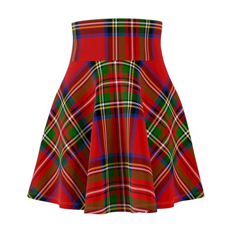 Red Plaid Skater Womens Skirt Tartan Skirt Christmas Skirt Plus Size