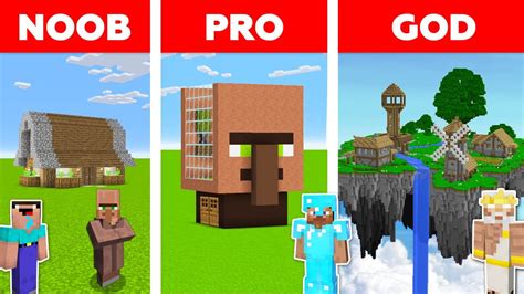 Minecraft Battle Noob Vs Pro Vs God Villager House Build Challenge In
