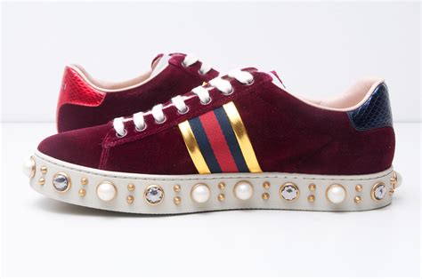 Gucci 980 Authentic New Purple Velvet Ace Embellished Sneakers Ebay