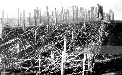 World War I 1914 1918 Western Front The Barbed Wire With Machine