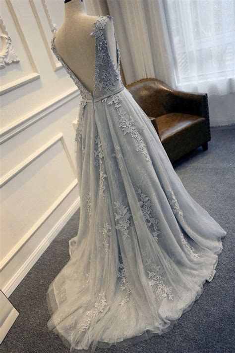 Grey Tulle Wedding Dress With Lace On Luulla