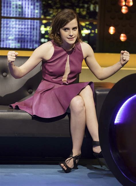 Emma Watson Shows Off Legs In A Purple Dress On The Jonathan Ross Show