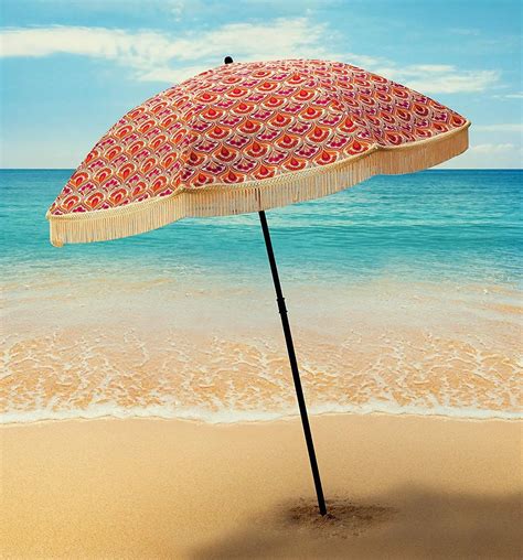 100 Uv Protection Beach Umbrella For Sand Windproof With Fringe