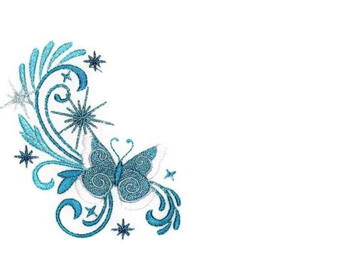 Stunning Blue Butterfly Motif Embroidered Quilt Label Personalize