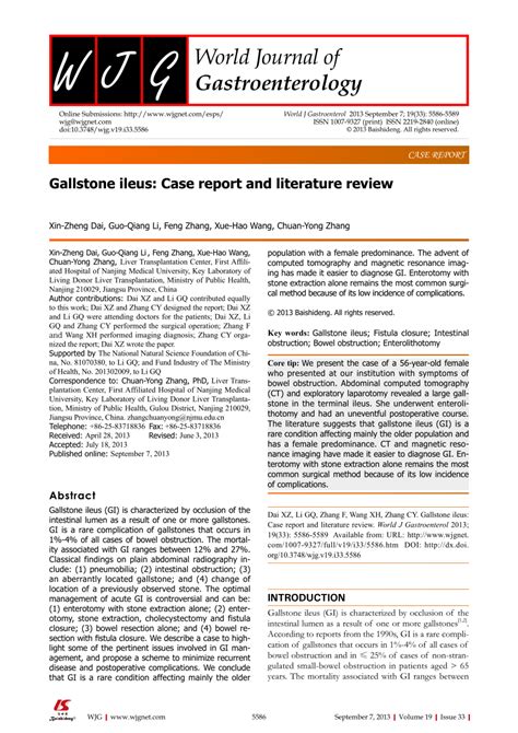 Pdf Recurrent Gallstone Ileus Case Report And Literature Review