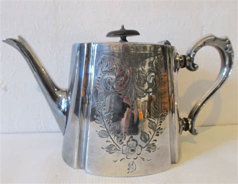Antique Silver Teapot English British Victorian Porcelain High Tea
