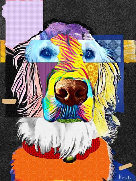 English Golden Retriever Original Dog Art Collage By Michel Keck Dog