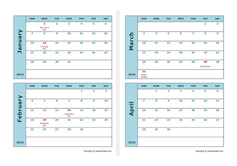 Blank Calendar Printable Free All Months Per Page Free Feb