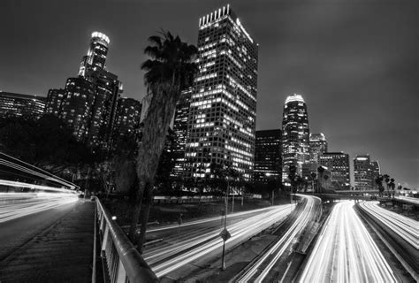 Los Angeles Skyline In Black And White Photograph By Jerome Obille