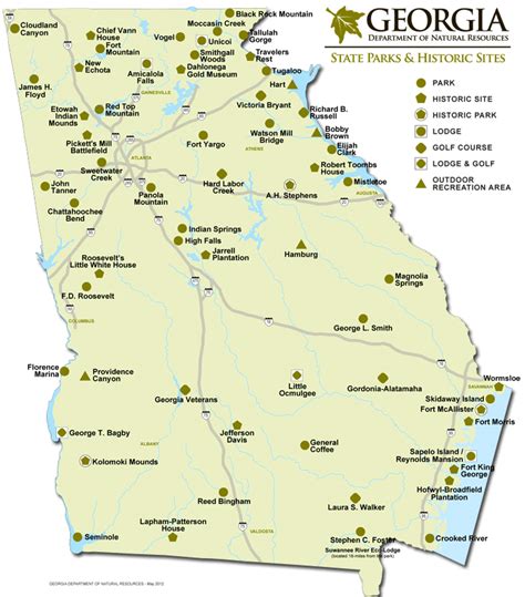Georgia State Park Sites Map #Hiking | Georgia state parks, State parks, Georgia map