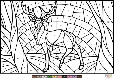 Deer Color By Number Free Printable Coloring Pages