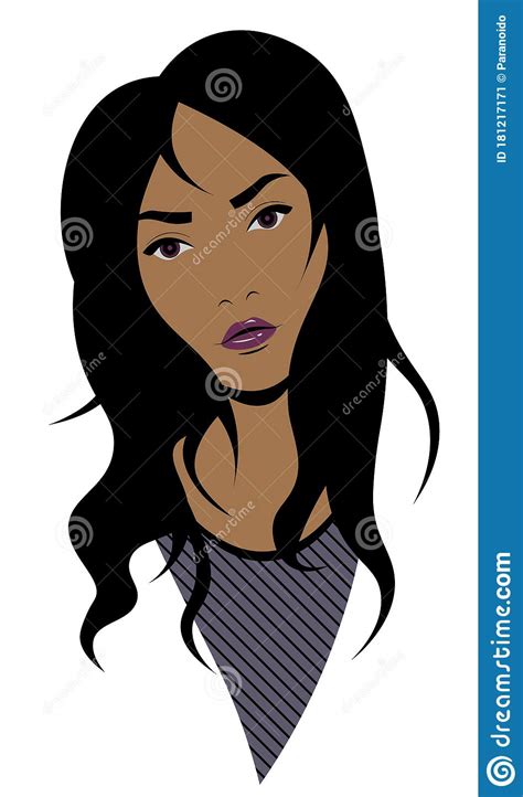 Drawing a cartoon woman might be more challenging than drawing a man. Portrait Of Beautiful Brunette Latin Woman Stock Vector ...