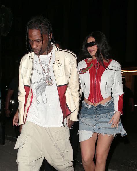 Kylie Jenner And Travis Scott Step Out In Coordinating Moto Jackets