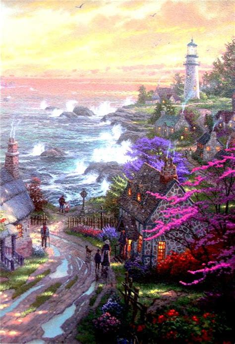The Village Lighthouse By Thomas Kinkade 25½x34 Artist