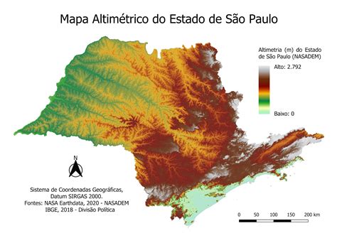 Mapa Altim Trico Do Estado De S O Paulo