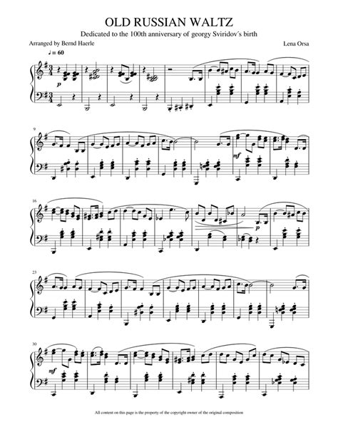 Old Russian Waltz Sheet Music For Piano Download Free In Pdf Or Midi