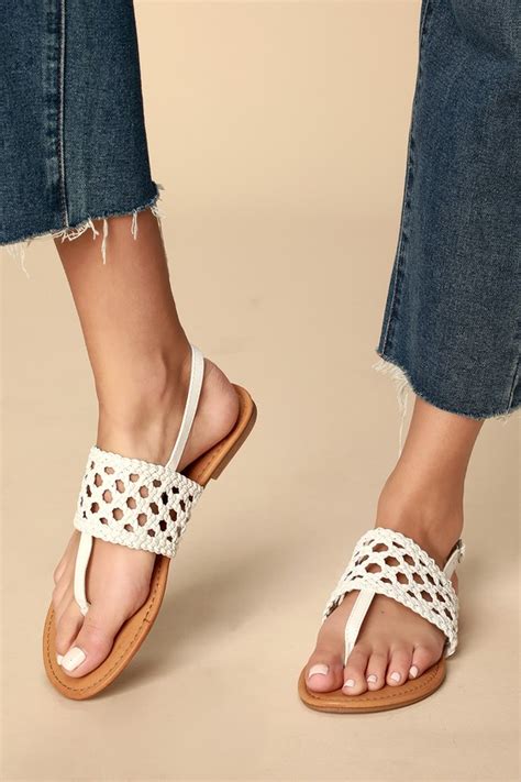 Check spelling or type a new query. Cute White Sandals - Woven Sandals - T-Strap Sandals