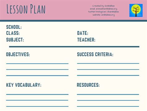 Blank Lesson Plan Template Pdf Version And Editable Version With