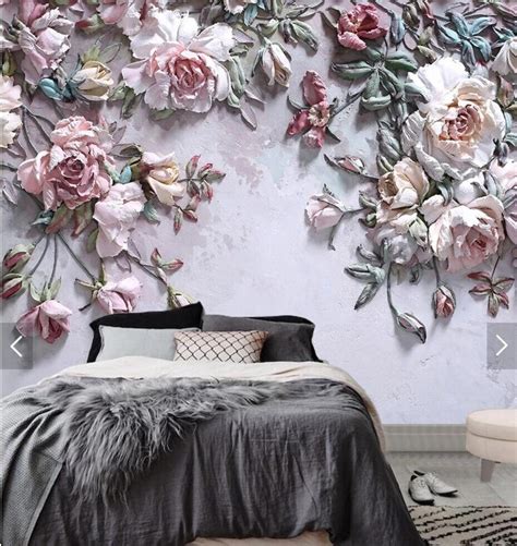 3d Embossed Rose Flower Wall Mural Photo Wallpaper For Living Etsy
