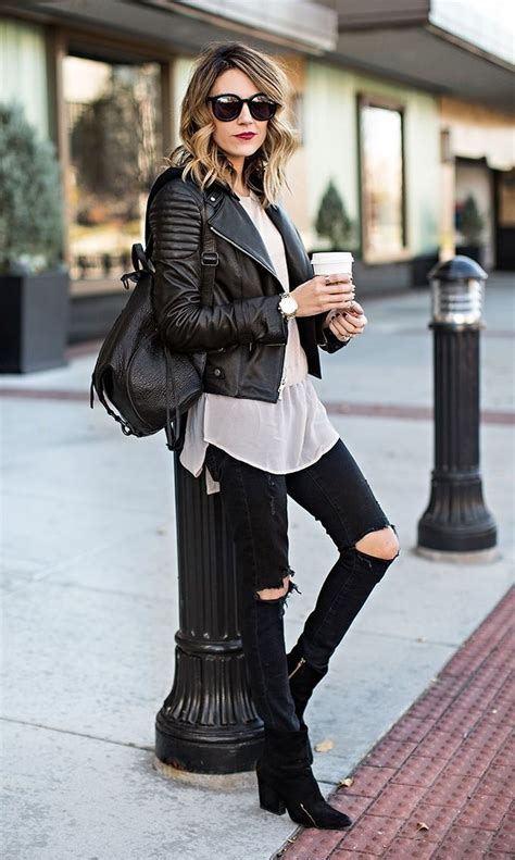 Trending Black Leather Women Jacket Outfits Ideas Suitable For Fall