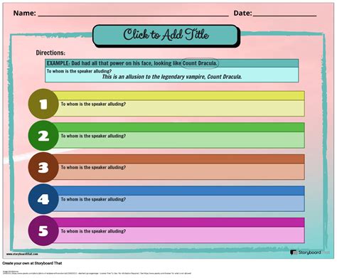 Pastel Themed Allusion Worksheet Storyboard By Templates