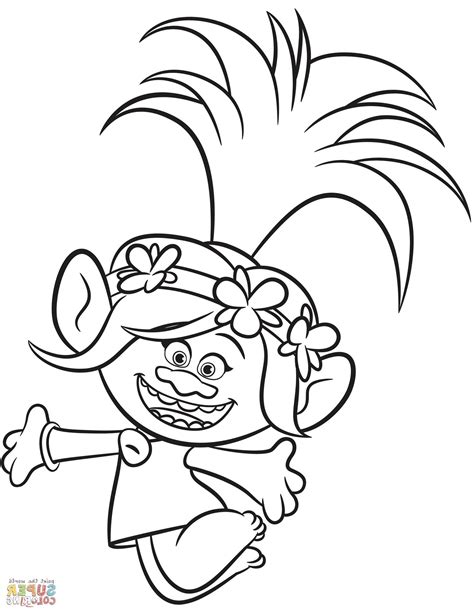 The coloring page is printable and can be used in the classroom or at home. Trolls Poppy Coloring Pages | BubaKids.com