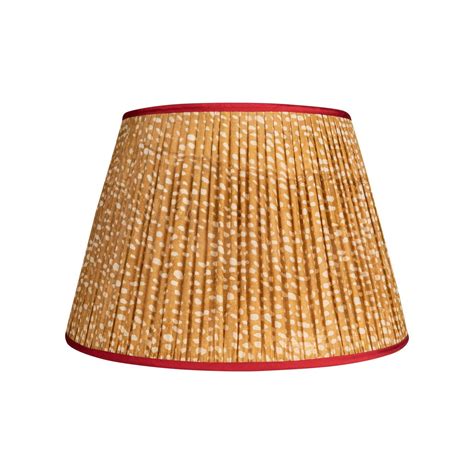 Brown And White Spotted Pleated Silk Lampshade With Pink Trim Penny