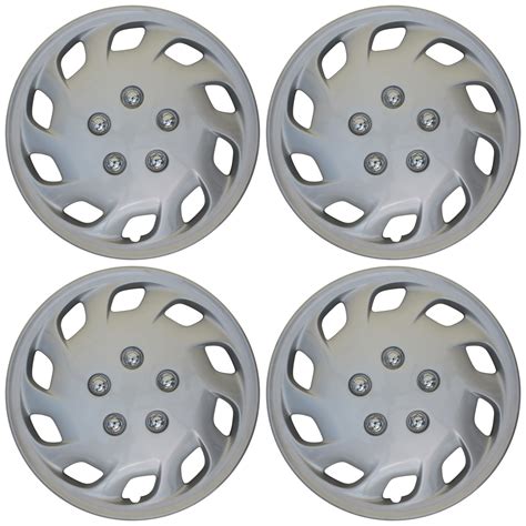 4 Pc New Universal Hubcaps Abs Silver 15 Inch Wheel Cover Hub Caps