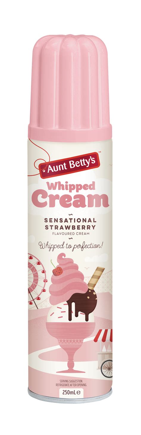 Aunt Betty’s Whipped Cream Sensational Strawberry 250ml Our United Food Co Aust