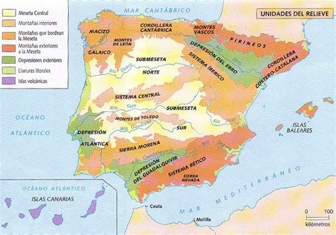 Mapa Fisico De España Relieve España Mapa De España