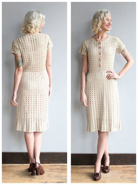1930s Dress Claudette Crochet Dress Vintage 30s Dress Etsy