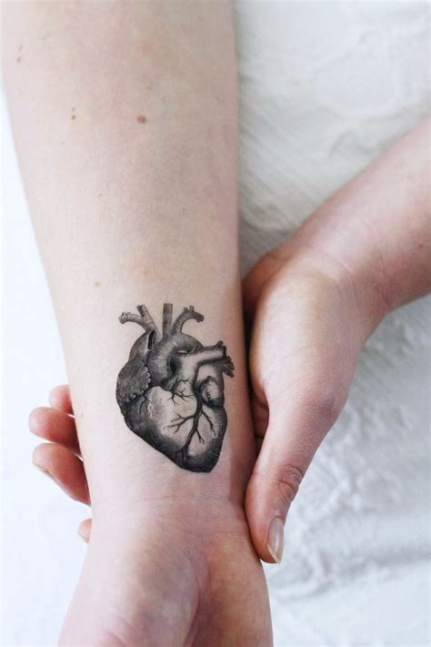 Human Heart Temporary Tattoo Vintage Temporary Tattoo Heart Temporary