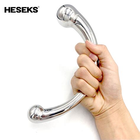 Double Ended Stainless Steel G Spot Wand Massage Stick Pure Metal Penis
