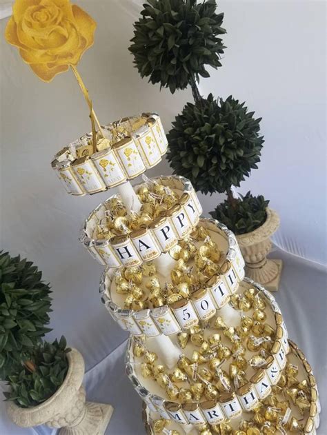 Anniversary Centerpiece Candy Cake 50th Golden Wedding Etsy 50th