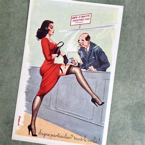 Five Risqu French Pinup Style Postcards Etsy