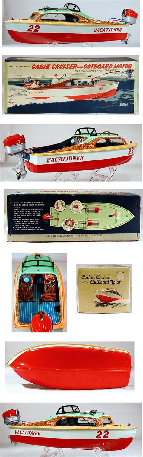 Cabin cruiser with outboard motor. Details toydb