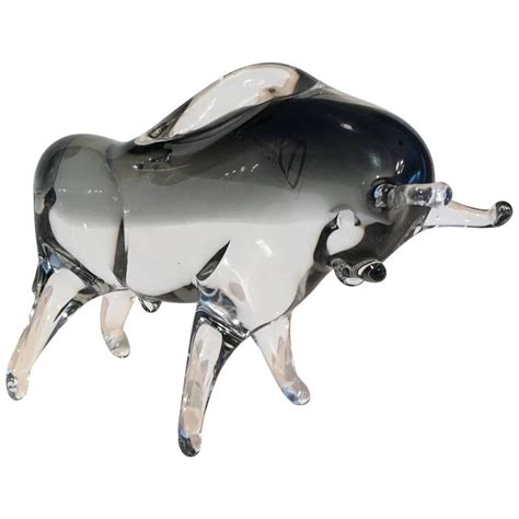 Murano Glass Collectible Animal Figurine Glass Bull Sculpture Glass Art