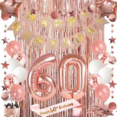 Buy Th Birthday Decorations For Women Happy Birthday Banner Cake Topper Rose Gold Curtain