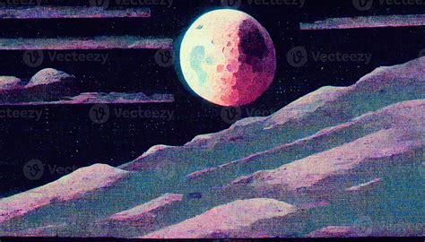 Moon In 80s Style Ai Render 22054301 Stock Photo At Vecteezy
