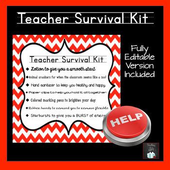 Teacher Survival Kit Customizable Editable Tpt