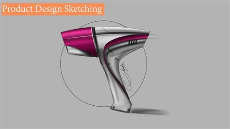 Product Design Sketching With Rendering Hairdryer Youtube