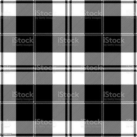 Black And White Tartan Plaid Seamless Pattern Background Stock